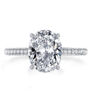 classic engagement rings - Three Row Shank Oval Engagement Ring, Italo jewelry - Online Catalog