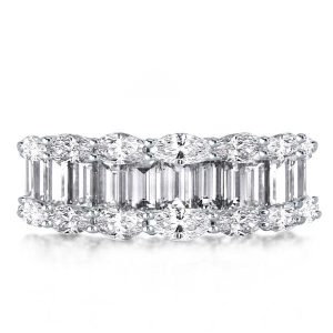 anniversary band - Half Eternity Marquise & Emerald Cut Wedding Band, Italo jewelry - Online Catalog