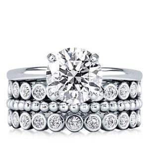 Bridal sets rings - Multi Row Solitaire Round Cut Bezel Bridal Set, Italo jewelry - Online Catalog