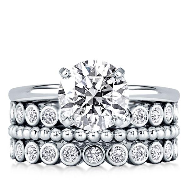 Bridal sets rings - Multi Row Solitaire Round Cut Bezel Bridal Set, Italo jewelry - Online Catalog