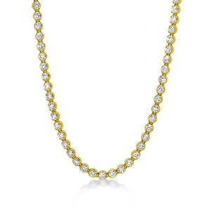 necklaces - Classic Golden Round Tennis Necklace, Italo jewelry - Online Catalog