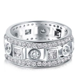 anniversary band - Italo Art Deco Created White Sapphire Wedding Band(2.40 CT. TW.), Italo jewelry - Online Catalog