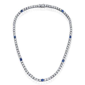Necklaces - Classic Blue & White Round Cut Tennis Necklace For Womens, Apparel & Accessories, Italo jewelry - Online Catalog