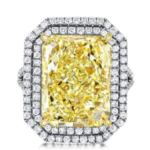 halo engagement rings - Split Shank Radiant Cut Yellow Topaz Double Halo Engagement Ring, Italo jewelry - Online Catalog