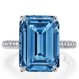 classic engagement rings - Classic Emerald Cut Blue Topaz Engagement Ring, Italo jewelry - Online Catalog