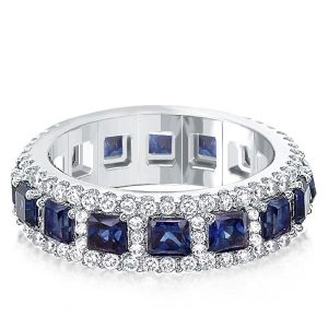 Eternity band - Halo Eternity Blue Princess Wedding Band, Apparel & Accessories, Italo jewelry - Online Catalog