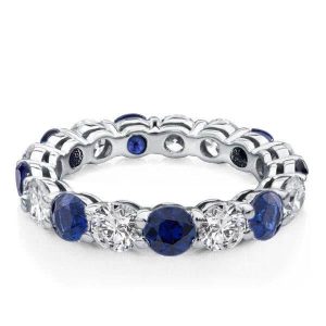 Eternity band - Round Cut Blue Sapphire Eternity Wedding Band, Apparel & Accessories, Italo jewelry - Online Catalog