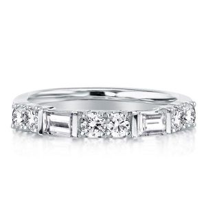 classic band - Thin Round & Baguette Cut Wedding Band, Italo jewelry - Online Catalog