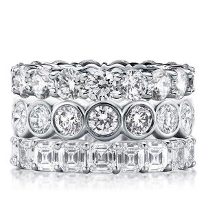 3pc wedding sets - Triple Row Eternity Round & Asscher Stackable Band Set, Italo jewelry - Online Catalog
