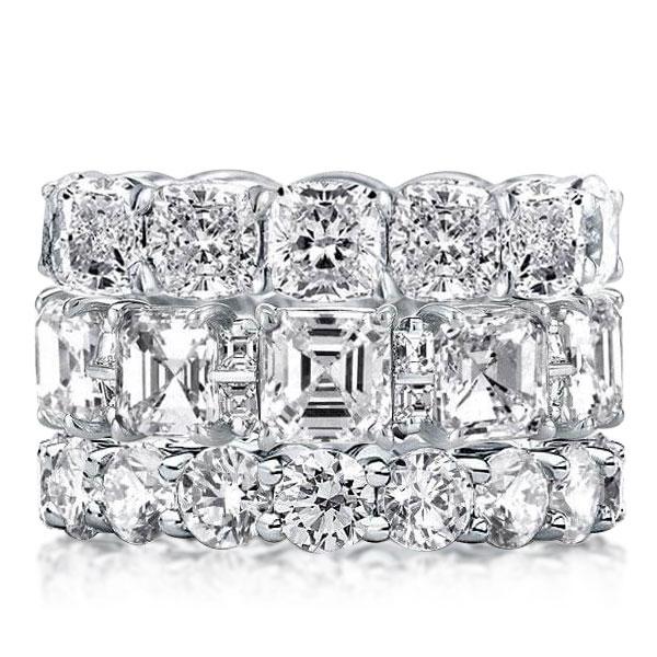 3pc wedding sets - Triple Row Eternity Round & Asscher & Cushion Stackable Band Set, Italo jewelry - Online Catalog