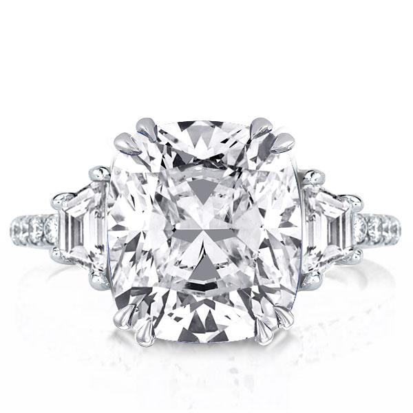 three stone engagement rings - Double Prong Three Stone Cushion Engagement Ring, Italo jewelry - Online Catalog