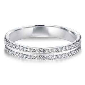 eternity band - Double Row Round Cut Eternity Wedding Band, Italo jewelry - Online Catalog