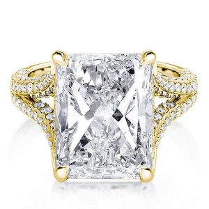 unique engagement rings - Golden Split Shank Radiant Engagement Ring, Italo jewelry - Online Catalog