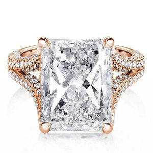 Unique engagement Rings - Rose Gold Split Shank Radiant Engagement Ring, Italo jewelry - Online Catalog