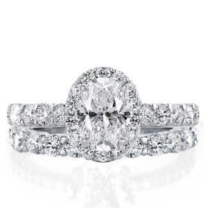 Bridal sets rings - Halo Oval Cut Bridal Set, Italo jewelry - Online Catalog
