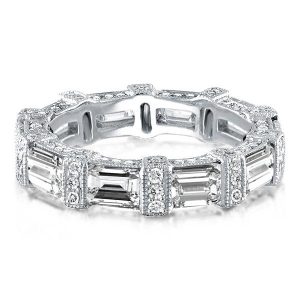 Eternity band - Halo Emerald & Round Cut Wedding Band, Apparel & Accessories, Italo jewelry - Online Catalog
