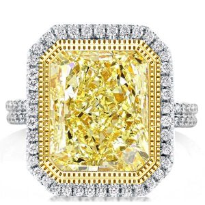 halo engagement rings - Halo Two Tone Split Shank Radiant Yellow Topaz Engagement Ring, Italo jewelry - Online Catalog