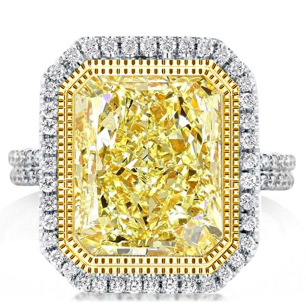 halo engagement rings - Halo Two Tone Split Shank Radiant Yellow Topaz Engagement Ring, Italo jewelry - Online Catalog