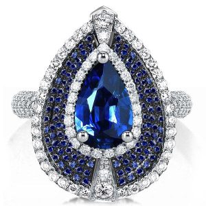 halo engagement rings - Italo Unique Multi Halo Blue Pear Cut Engagement Ring, Italo jewelry - Online Catalog