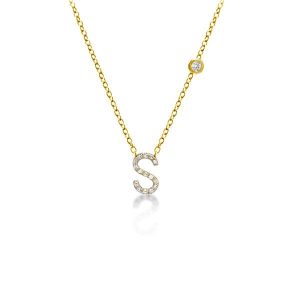 personalized necklaces - Round Cut Initial With Bezel Necklace, Italo jewelry - Online Catalog