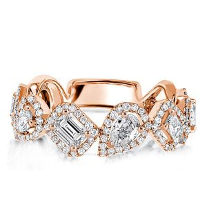 Eternity band - Rose Gold Halo Pear & Emerald Wedding Band, Apparel & Accessories, Italo jewelry - Online Catalog