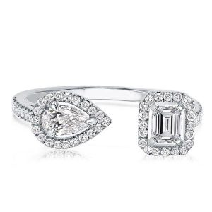 Anniversary band - Open Design Halo Pear & Emerald Wedding Band, Wedding Bands - Apparel & Accessories, Italo jewelry - Online Catalog