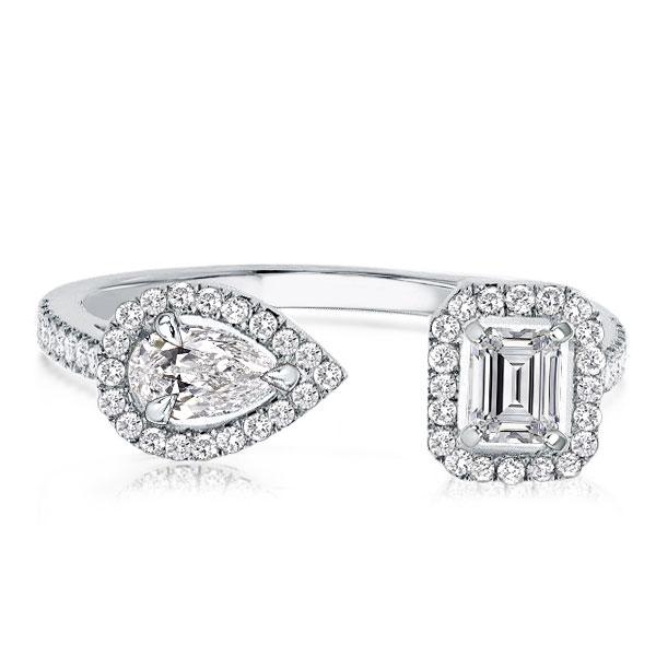 Anniversary band - Open Design Halo Pear & Emerald Wedding Band, Wedding Bands - Apparel & Accessories, Italo jewelry - Online Catalog