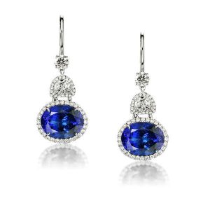Earrings - Halo Oval Cut Blue Earrings For Women, Apparel & Accessories, Italo jewelry - Online Catalog