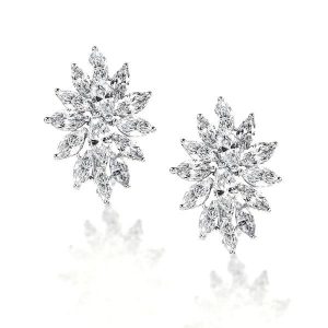 Earrings - Flower Design Marquise Cut Stud Earrings, Apparel & Accessories, Italo jewelry - Online Catalog