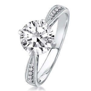 Classic rings - Italo Milgrain Cathedral Created White Sapphire Engagement Ring, Apparel & Accessories, Italo jewelry - Online Catalog