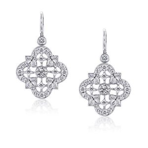earrings - Four Leaf Clover Round & Marquise Cut Drop Earrings, Italo jewelry - Online Catalog