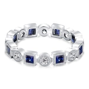 Eternity band - Bezel Set Blue Stackable Wedding Band, Italo jewelry - Online Catalog
