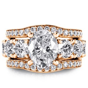 3pc wedding sets - Rose Gold Seven Stone Oval 3PC Wedding Set, Italo jewelry - Online Catalog