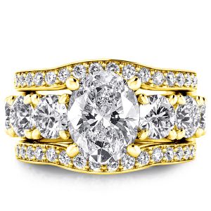 3pc wedding sets - Golden Seven Stone Oval 3PC Wedding Set, Italo jewelry - Online Catalog