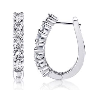 earrings - Round Cut Half Stone Hoop Earrings Sterling Silver, Italo jewelry - Online Catalog