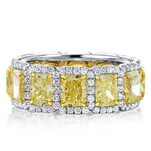 Eternity band - Yellow Golden Prong Cushion Cut Wedding Band For Women, Apparel & Accessories, Italo jewelry - Online Catalog