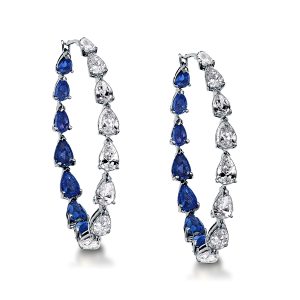 Earrings - Pear Cut Blue Hoop Earrings, Apparel & Accessories, Italo jewelry - Online Catalog