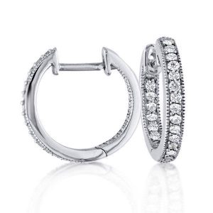 earrings - Round Cut Hoop White Silver Earrings, Italo jewelry - Online Catalog