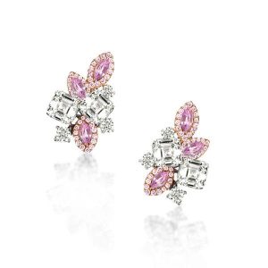 earrings - Asscher & Marquise Cut Stud Pink Sapphire Earrings, Italo jewelry - Online Catalog