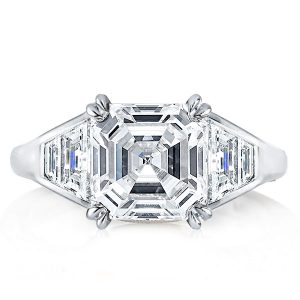 Three stone rings - Three Stone Asscher Cut Engagement Ring In Sterling Silver, Three stone rings, Italo jewelry - Online Catalog