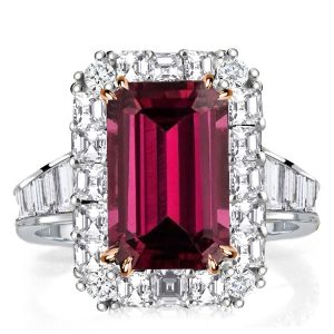 halo engagement rings - Italo Ruby Ring Halo Two Tone Emerald Cut Engagement Ring, Italo jewelry - Online Catalog