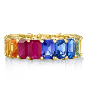 eternity band - Rainbow Emerald Eternity Wedding Band, Italo jewelry - Online Catalog
