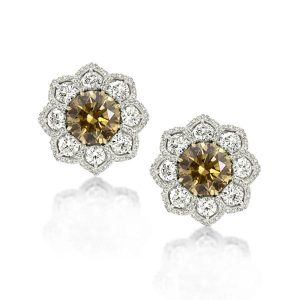Earrings - Flower Design Round Cut Silver Stud Earrings, Apparel & Accessories, Italo jewelry - Online Catalog