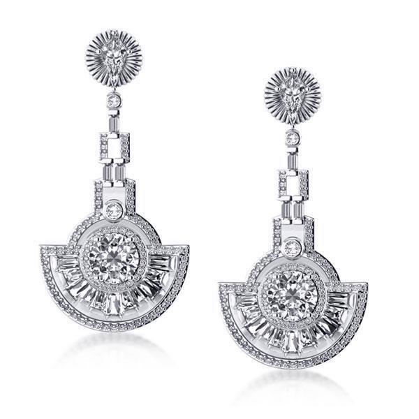 Earrings - Round Cut Drop Flower Earrings, Apparel & Accessories, Italo jewelry - Online Catalog