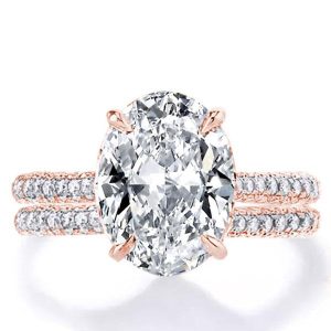 Bridal sets rings - Italo Rose Gold  Classic Oval Created White Sapphire Bridal Set, Italo jewelry - Online Catalog