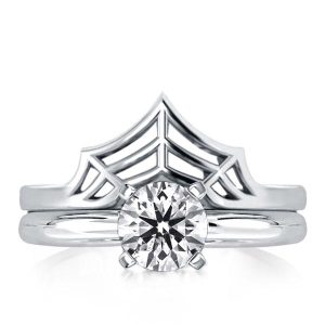 Bridal sets rings - Spider Web Design Simplicity High Polish Round Bridal Set, Italo jewelry - Online Catalog