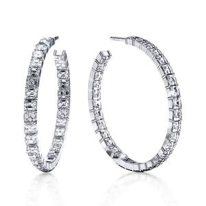 Earrings - Classic Asscher Cut Hoop Fashion Earrings For Women, Apparel & Accessories, Italo jewelry - Online Catalog