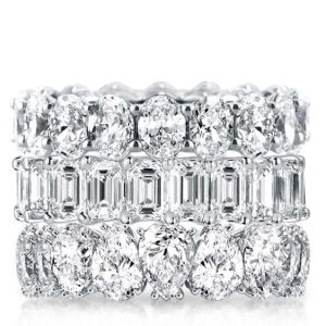 3pc wedding sets - Triple Row Oval & Emerald & Pear Stackable Band Set, Italo jewelry - Online Catalog