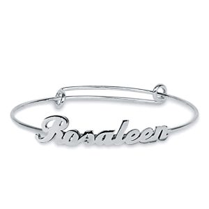bracelets - Personalized Name Bangle Bracelet In Silver, Italo jewelry - Online Catalog