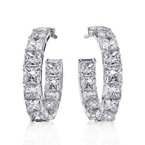 Earrings - Classic Princess Cut Hoop Silver Earrings, Apparel & Accessories, Italo jewelry - Online Catalog